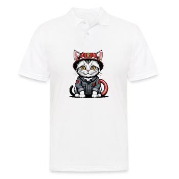 Chat Pompiers Chat Amour Chat Amoureux des Chats - Polo Homme - blanc - Devant - Kai (181cm)