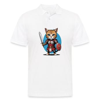 Cat Roman Warrior Cat Gift - Men's Polo Shirt - white - Front - Kai (181cm)