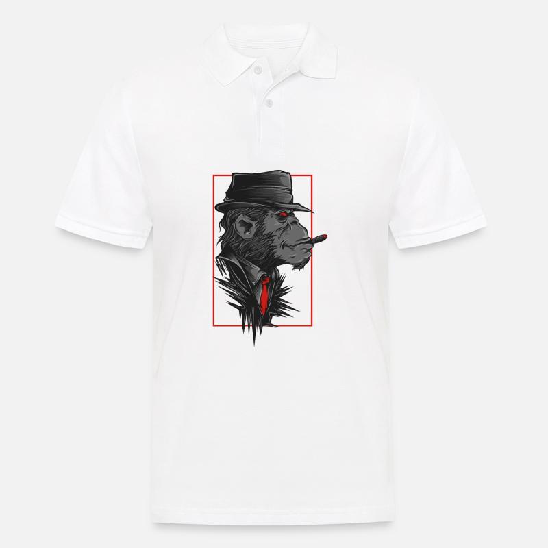 Singe Avec chapeau et cravatte - Polo Homme - blanc