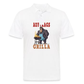 Grillen Grilla Griller Gorilla BBQ Spruch Lustig - Männer Poloshirt - Weiß - Vorne - Kai (181cm)