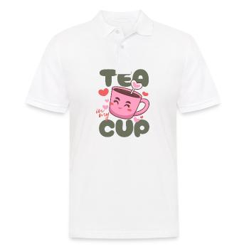 Tee in meiner Tasse: Das perfekte Gebräu - Männer Poloshirt - Weiß - Vorne - Kai (181cm)