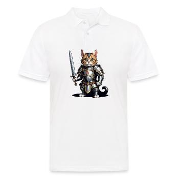 Cat Ritter Knight Katze Geschenk Mittelalter - Männer Poloshirt - Weiß - Vorne - Kai (181cm)