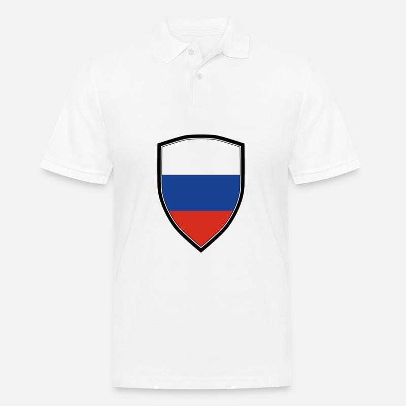 DRAPEAU BLASON DE LA RUSSIE - Polo Homme - blanc