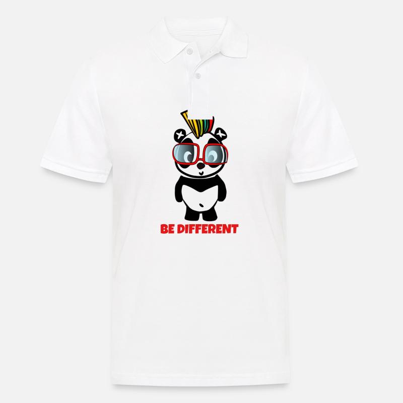 Be Different - Crazy Pandabear - Männer Poloshirt - Weiß