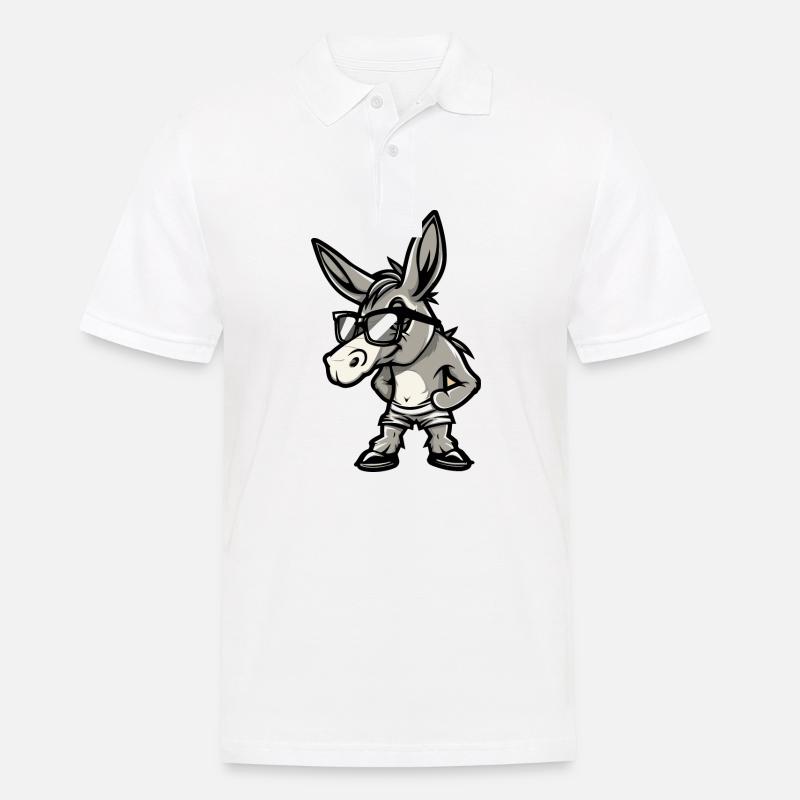 Esel Comic Cool - Männer Poloshirt - Weiß