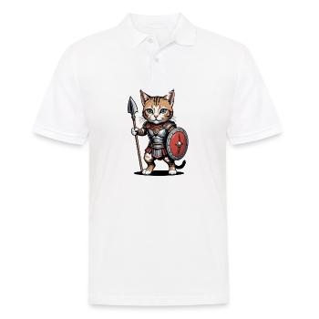 Chat Guerrier Romain Chat Cadeau - Polo Homme - blanc - Devant - Kai (181cm)