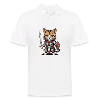 Cat Roman Warrior Cat Gift - Men's Polo Shirt - white - Front - Kai (181cm)