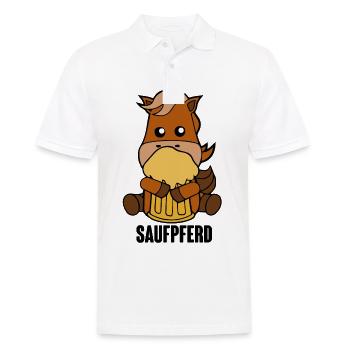 Saufpferd Pferd Pony Biertrinker Saufen Bier - Männer Poloshirt - Weiß - Vorne - Kai (181cm)