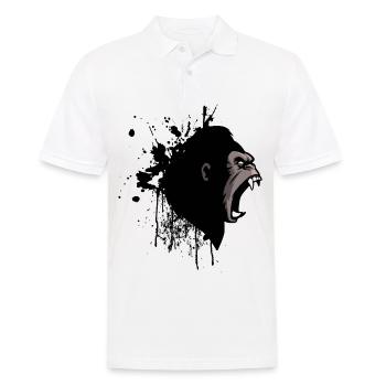 Gorilla brüllt Geschenk - Männer Poloshirt - Weiß - Vorne - Kai (181cm)