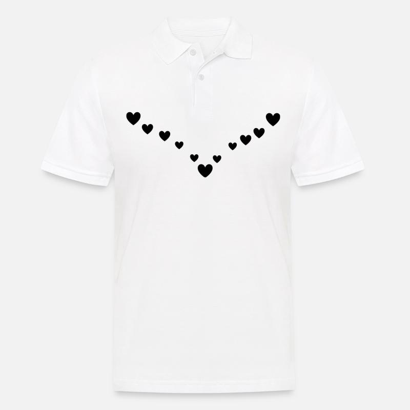 Herzen Muster - Männer Poloshirt - Weiß