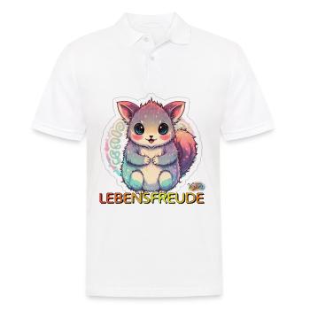 Werte mit Tieren: Lebensfreude - Männer Poloshirt - Weiß - Vorne - Kai (181cm)