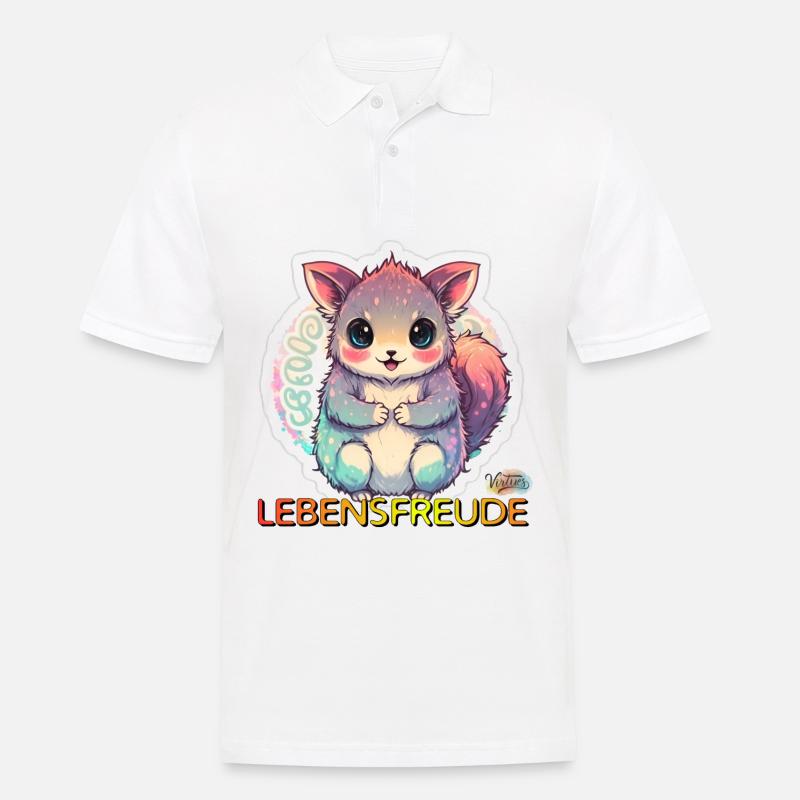 Werte mit Tieren: Lebensfreude - Männer Poloshirt - Weiß