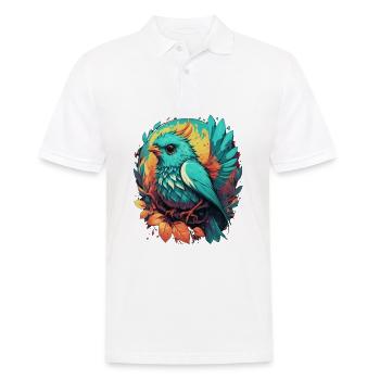 Blauer süßer gezeichneter Vogel - Männer Poloshirt - Weiß - Vorne - Kai (181cm)