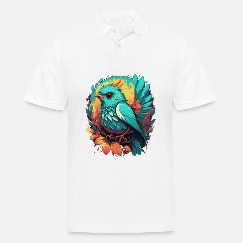 Blauer süßer gezeichneter Vogel - Männer Poloshirt - Weiß