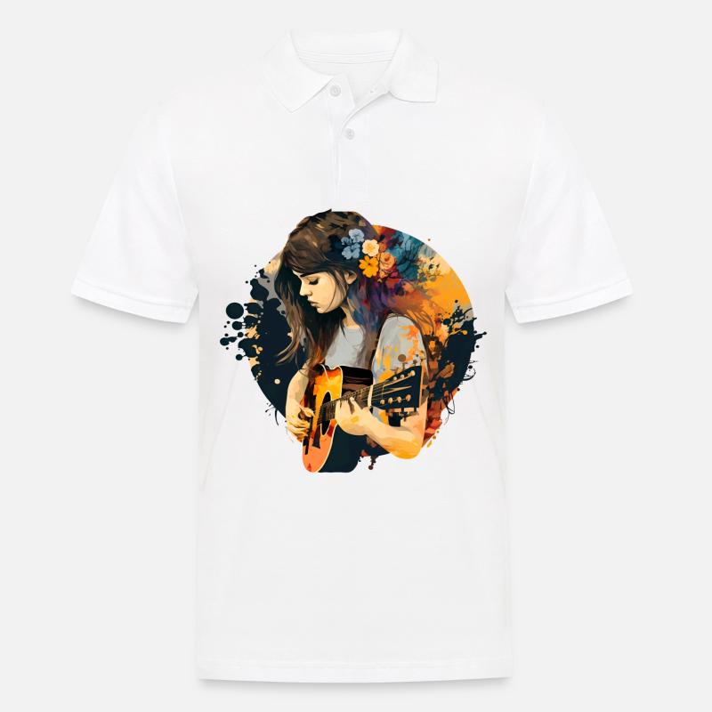 Ein Mädchen mit Gitarre - Männer Poloshirt - Weiß