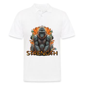 Werte mit Tieren: Stärke - Männer Poloshirt - Weiß - Vorne - Kai (181cm)