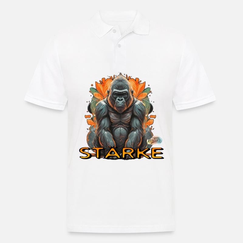 Werte mit Tieren: Stärke - Männer Poloshirt - Weiß
