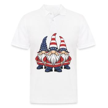 Gnomes patriotiques américains avec drapeau américain - Polo Homme - blanc - Devant - Kai (181cm)