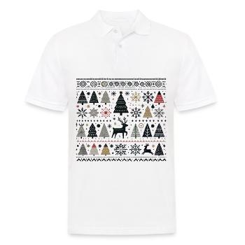 Scandinavian Christmas Elements and Winter Trees - Men's Polo Shirt - white - Front - Kai (181cm)