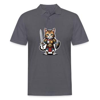 Cat Roman Warrior Cat Gift - Men's Polo Shirt - charcoal grey - Front - Nico (186cm)