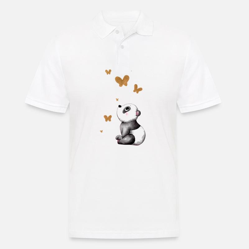 Träumender Comic Panda - Männer Poloshirt - Weiß
