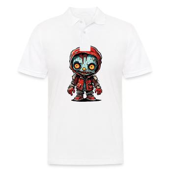 Poupée d’horreur / Halloween / Effrayant / Sombre - Polo Homme - blanc - Devant - Kai (181cm)