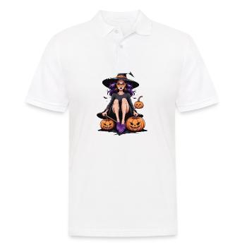 Sorcière Femme Halloween Costume Cadeau Citrouille - Polo Homme - blanc - Devant - Kai (181cm)
