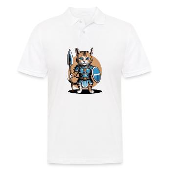 Cat Roman Warrior Cat Gift - Men's Polo Shirt - white - Front - Kai (181cm)