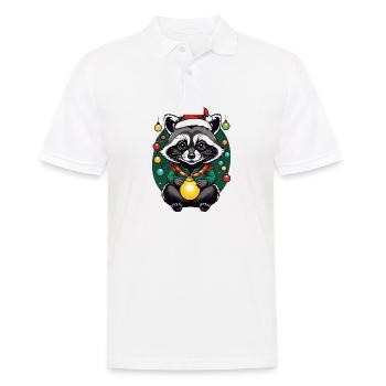 Cadeau de Noël du Père Noël raton laveur - Polo Homme - blanc - Devant - Kai (181cm)