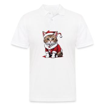 Chat de Noël Père Noël Chat Chat Chat Cadeau - Polo Homme - blanc - Devant - Kai (181cm)