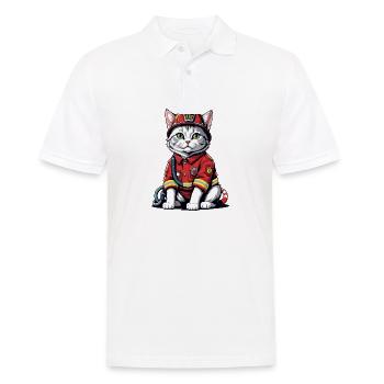Cat Fire Brigade Cat Love Cat Lover - Men's Polo Shirt - white - Front - Kai (181cm)