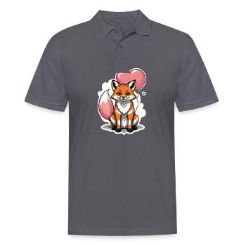 Fuchs Fox Herzchen Herz Süß Geschenk für Frauen - Männer Poloshirt - Anthrazit - Vorne - Nico (186cm)
