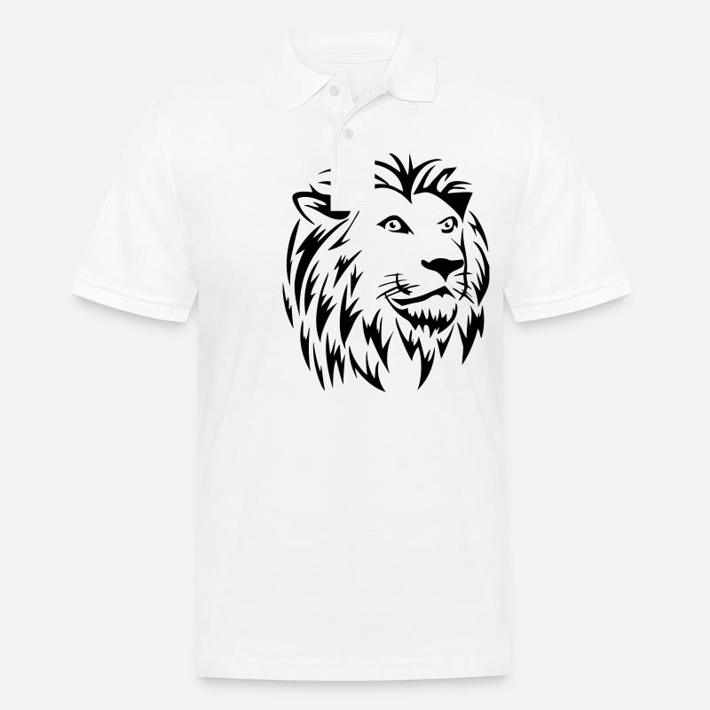 Löwe Löwengesicht Löwenkopf - Männer Poloshirt - Weiß