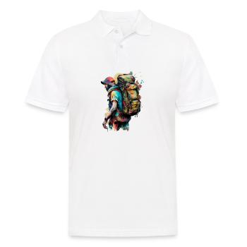Graffiti Backpacker Design - Männer Poloshirt - Weiß - Vorne - Kai (181cm)