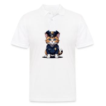 Chats Policier Chat Flic Cadeau Police - Polo Homme - blanc - Devant - Kai (181cm)