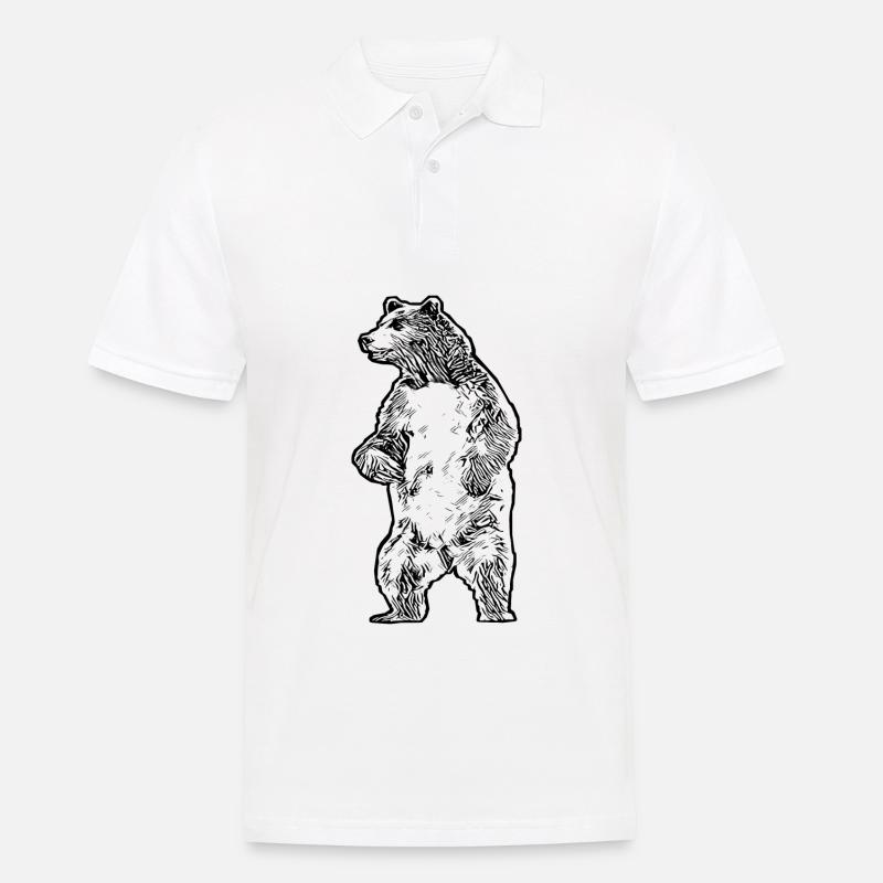 Bär - Männer Poloshirt - Weiß