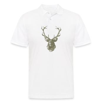Hirsch Hirschgeweih Jäger Jagd Hirschjagd Wild - Männer Poloshirt - Weiß - Vorne - Kai (181cm)