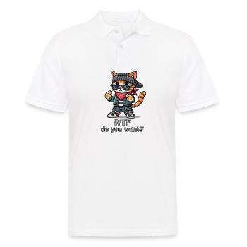 WTF willst du? - Männer Poloshirt - Weiß - Vorne - Kai (181cm)