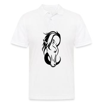 Pferdekopf Line Art Motiv - Männer Poloshirt - Weiß - Vorne - Kai (181cm)