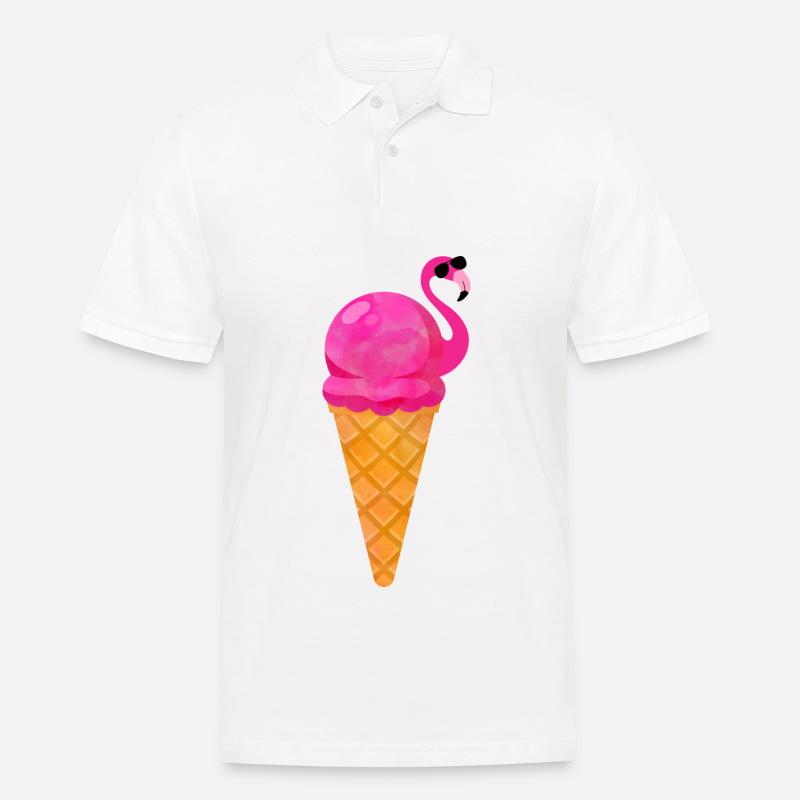 Ice Eiscreme Waffeleis Eiskugel Flamingo Eis - Männer Poloshirt - Weiß