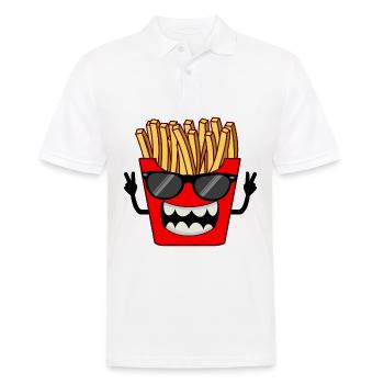 French fries with sunglasses Funny Cool - Men's Polo Shirt - white - Front - Kai (181cm)