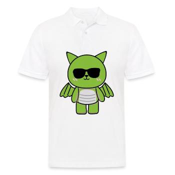 Petit Motif Dragon Bébé Jeune Doux Vert cool - Polo Homme - blanc - Devant - Kai (181cm)