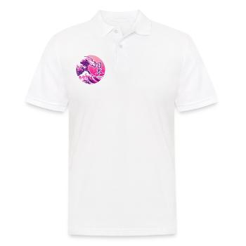 Japan in Kanji | Pink mit Welle - Männer Poloshirt - Weiß - Vorne - Kai (181cm)
