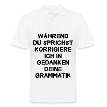 Während Du Sprichst Korrigiere Ich In Gedanken - Männer Poloshirt - Weiß - Vorne - Kai (181cm)