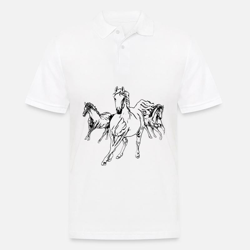 Pferde - Männer Poloshirt - Weiß