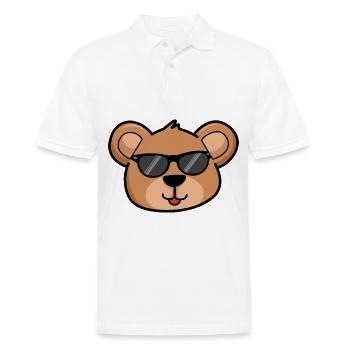 Bear Face Head Brown with Sunglasses - Men's Polo Shirt - white - Front - Kai (181cm)
