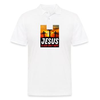 Jésus est notre seul espoir - Citation chrétienne - Polo Homme - blanc - Devant - Kai (181cm)