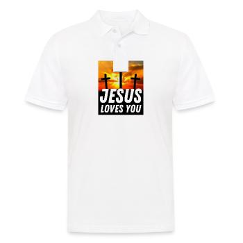 Jésus t’aime - Citation chrétienne - Polo Homme - blanc - Devant - Kai (181cm)