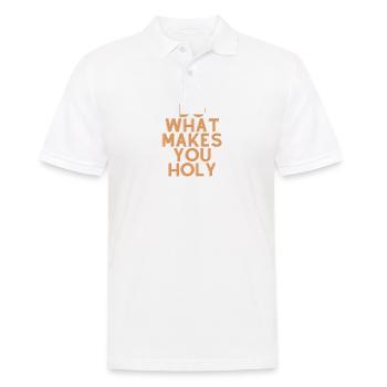 Tue, was dich heilig macht - Christliches Zitat - Männer Poloshirt - Weiß - Vorne - Kai (181cm)