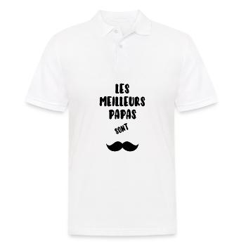 Les meilleurs papa sont moustachus - Polo Homme - blanc - Devant - Kai (181cm)